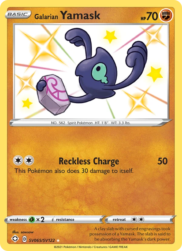 Yamask di Galar Destino Splendente carta Pokémon italiana Shiny