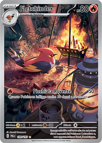 Fletchinder Evoluzioni a Paldea carta Pokémon italiana IR