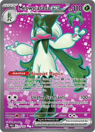Meowscarada ex Evoluzioni a Paldea carta Pokémon italiana UR