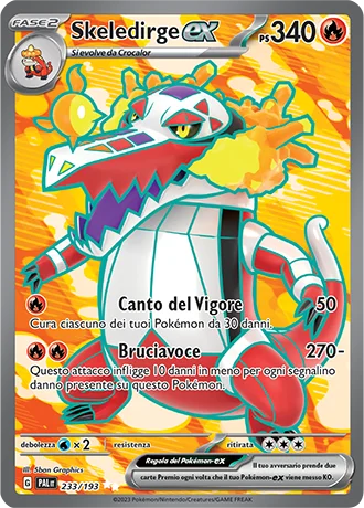 Skeledirge ex Evoluzioni a Paldea carta Pokémon italiana UR