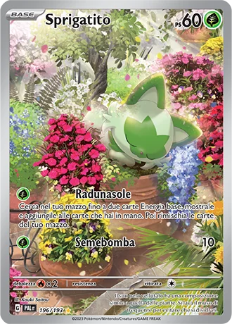 Sprigatito Evoluzioni a Paldea carta Pokémon italiana IR
