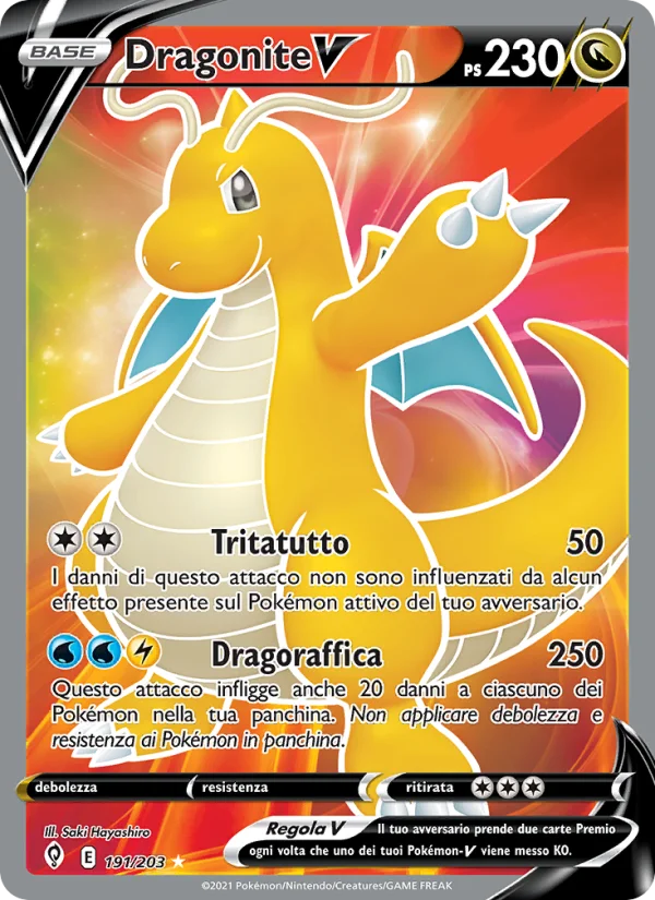 Dragonite V Evoluzioni Eteree carta Pokémon italiana UR