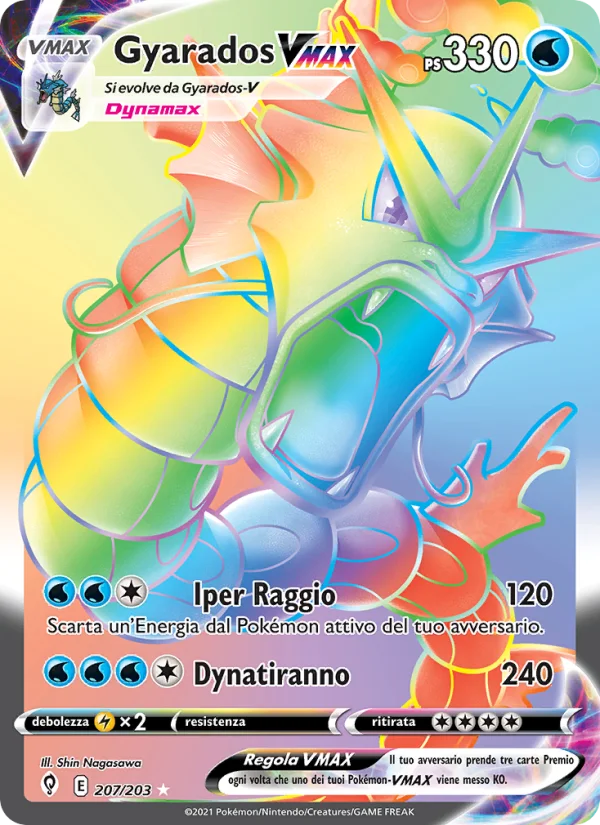 Gyarados VMAX Evoluzioni Eteree carta Pokémon italiana RR