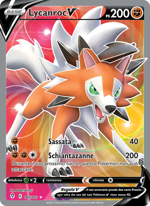Lycanroc V Evoluzioni Eteree carta Pokémon italiana UR
