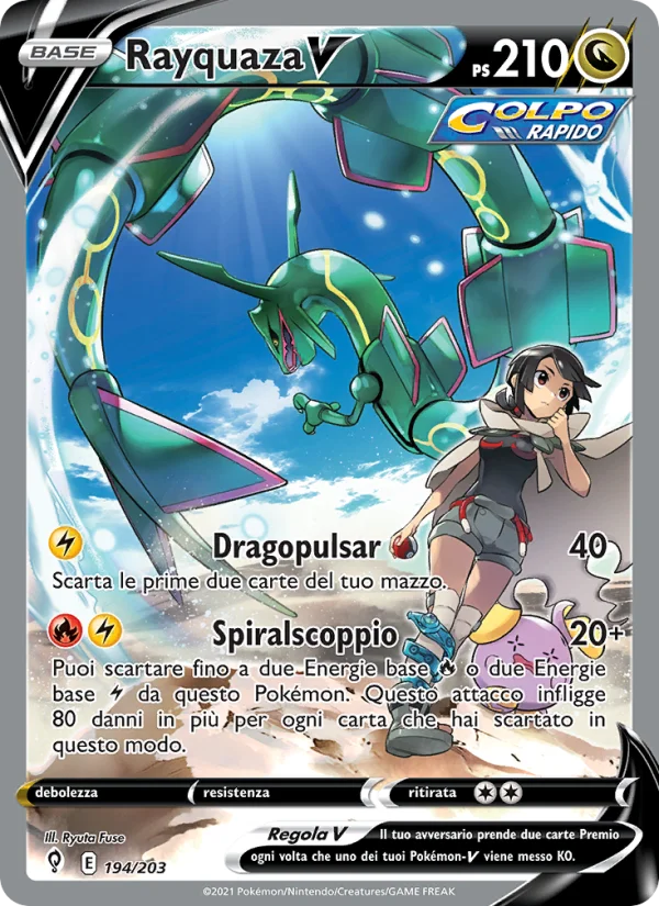 Rayquaza V Evoluzioni Eteree carta Pokémon italiana UR
