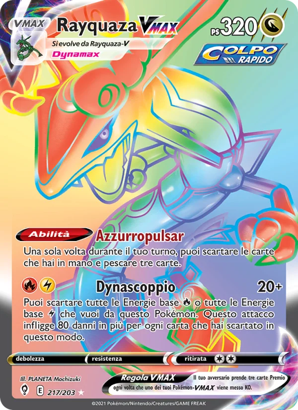 Rayquaza VMAX Evoluzioni Eteree carta Pokémon italiana RR