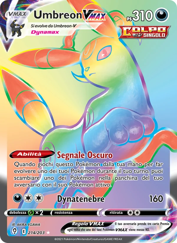 Umbreon VMAX Evoluzioni Eteree carta Pokémon italiana RR
