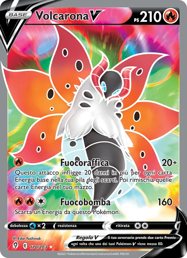 Volcarona V Evoluzioni Eteree carta Pokémon italiana UR