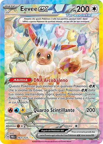 Eevee ex Evoluzioni Prismatiche carta Pokémon italiana SIR
