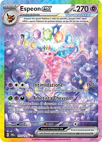 Espeon ex Evoluzioni Prismatiche carta Pokémon italiana SIR