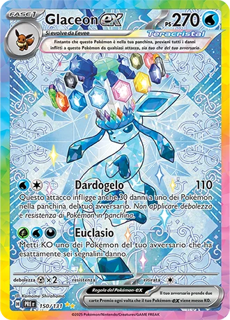 Glaceon ex Evoluzioni Prismatiche carta Pokémon italiana SIR