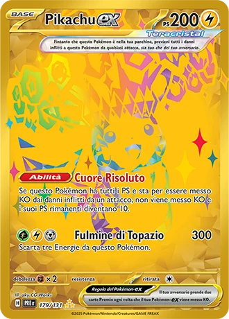 Pikachu ex Evoluzioni Prismatiche carta Pokémon italiana HR