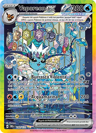 Vaporeon ex Evoluzioni Prismatiche carta Pokémon italiana SIR