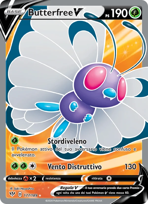 Butterfree V Fiamme Oscure carta Pokémon italiana UR