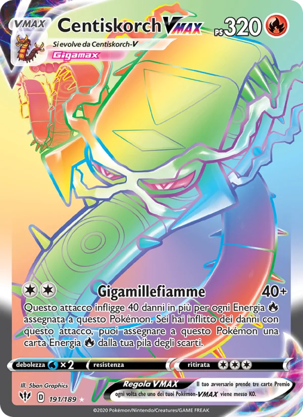 Centiskorch VMAX Fiamme Oscure carta Pokémon italiana RR