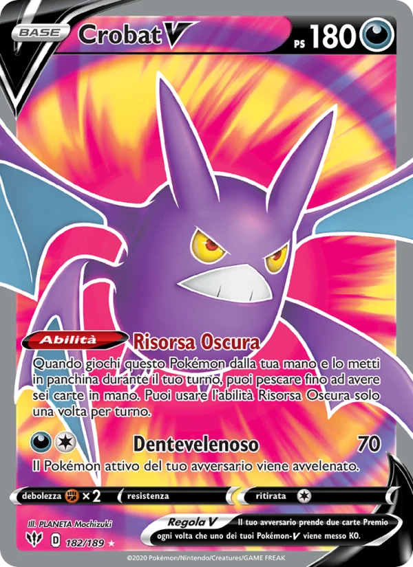 Crobat V Fiamme Oscure carta Pokémon italiana UR