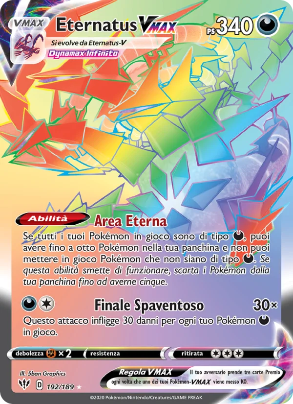 Eternatus VMAX Fiamme Oscure carta Pokémon italiana RR