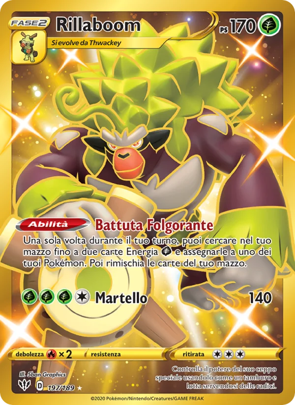 Rillaboom Fiamme Oscure carta Pokémon italiana HR