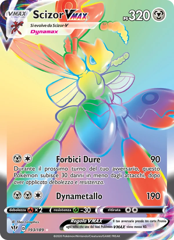 Scizor VMAX Fiamme Oscure carta Pokémon italiana RR
