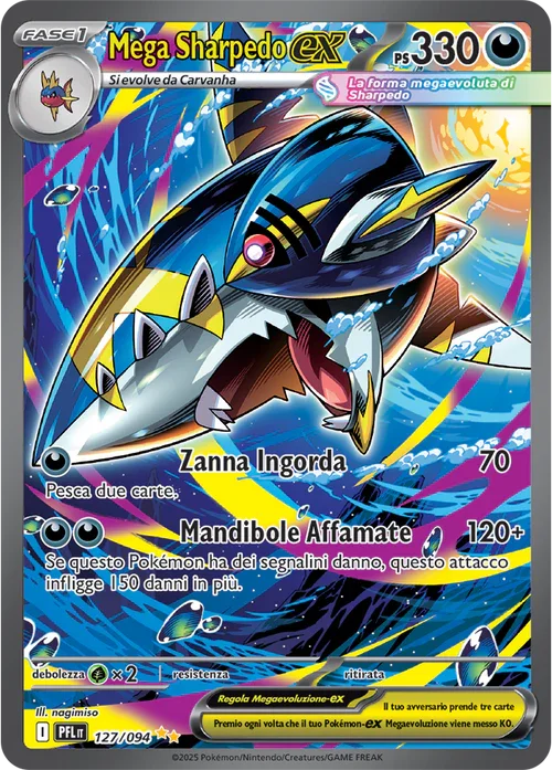 Mega Sharpedo ex Fiamme Spettrali carta Pokémon italiana SIR