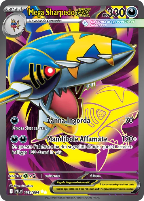 Mega Sharpedo ex Fiamme Spettrali carta Pokémon italiana UR
