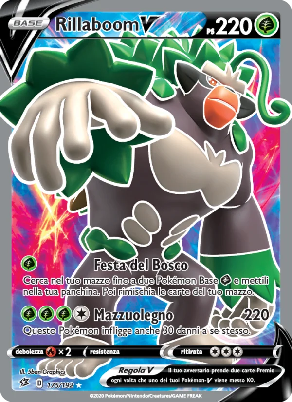 Rillaboom V Fragore Ribelle carta Pokémon italiana UR