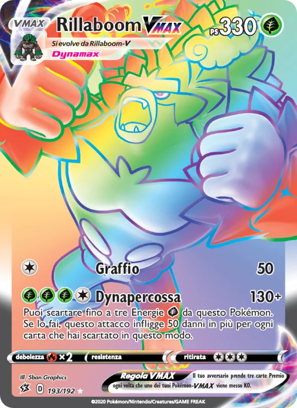 Rillaboom VMAX Fragore Ribelle carta Pokémon italiana RR