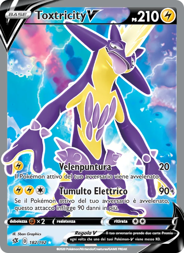 Toxtricity V Fragore Ribelle carta Pokémon italiana UR