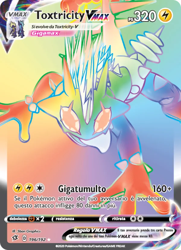 Toxtricity VMAX Fragore Ribelle carta Pokémon italiana RR
