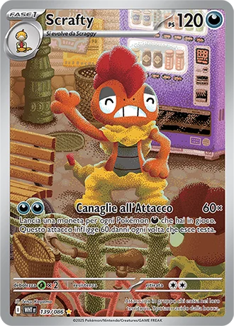 Scrafty Fuoco Bianco carta Pokémon italiana IR