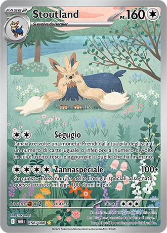 Stoutland Fuoco Bianco carta Pokémon italiana IR