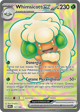 Whimsicott ex Fuoco Bianco carta Pokémon italiana UR