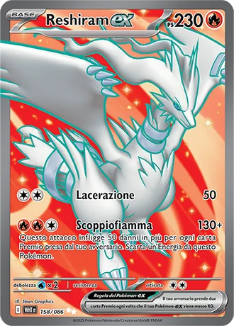 Reshiram ex Fuoco Bianco carta Pokémon italiana UR