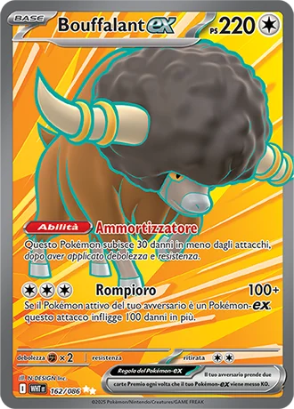 Bouffalant ex Fuoco Bianco carta Pokémon italiana UR