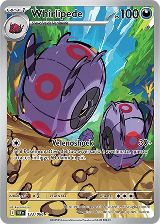 Whirlipede Luce Nera carta Pokémon italiana IR