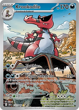 Krookodile Luce Nera carta Pokémon italiana IR
