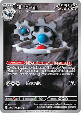 Klinklang Luce Nera carta Pokémon italiana IR