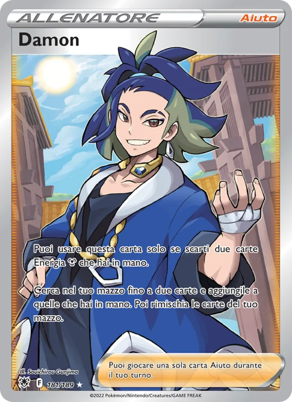 Damon Lucentezza Siderale carta Pokémon italiana UR