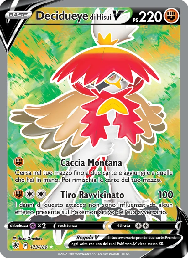 Decidueye di Hisui V Lucentezza Siderale carta Pokémon italiana UR