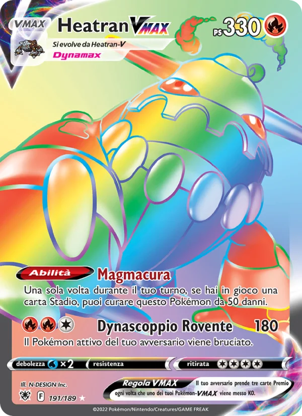 Heatran VMAX Lucentezza Siderale carta Pokémon italiana RR