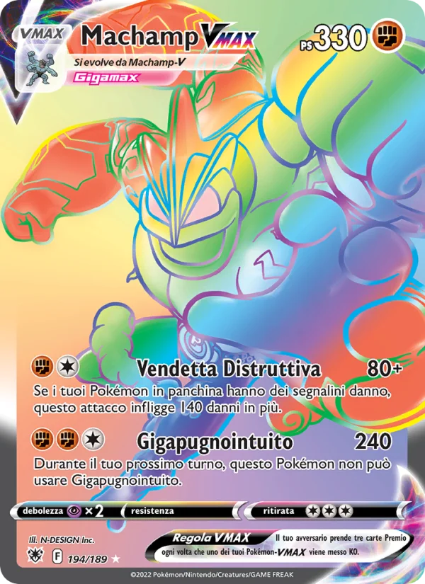 Machamp VMAX Lucentezza Siderale carta Pokémon italiana RR