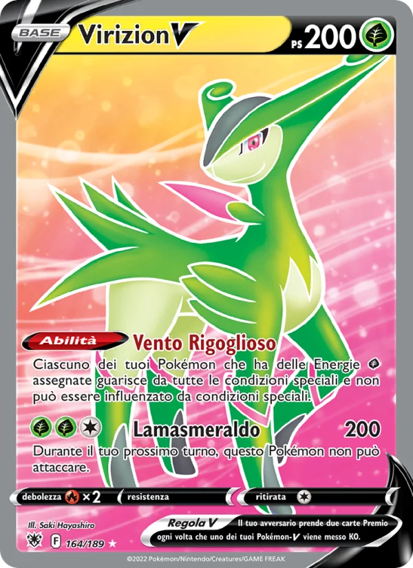 Virizion V Lucentezza Siderale carta Pokémon italiana UR
