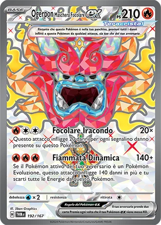 Ogerpon Maschera Focolare ex Crepuscolo Mascherato carta Pokémon italiana