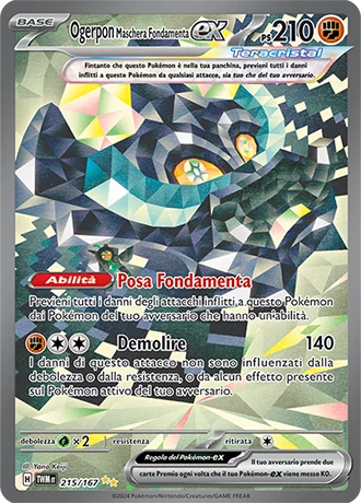 Ogerpon Maschera Fondamenta ex Crepuscolo Mascherato carta Pokémon italiana SIR