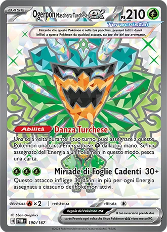 Ogerpon Maschera Turchese ex Crepuscolo Mascherato carta Pokémon italiana UR