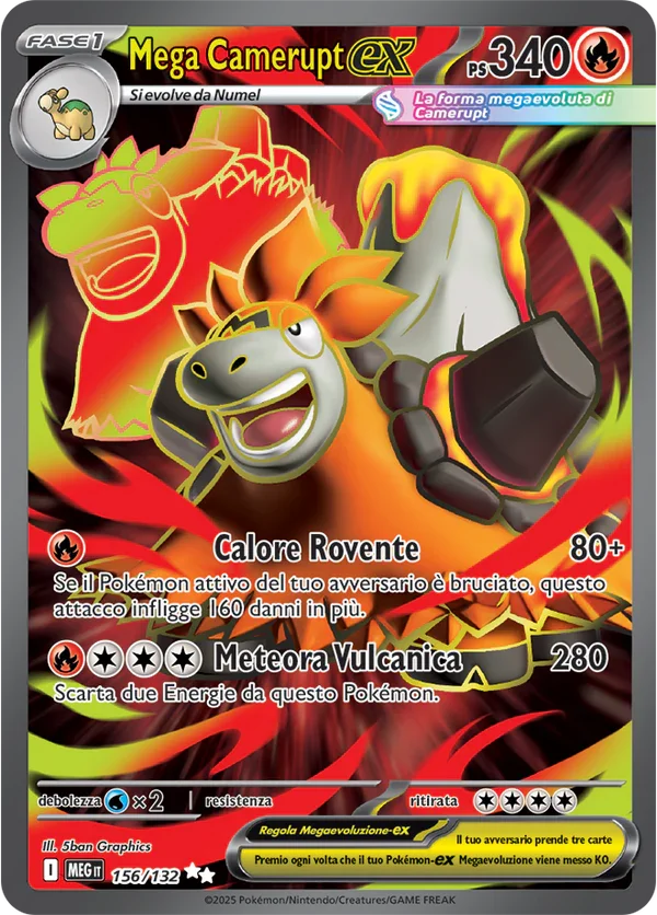 Mega Camerupt ex Mega Evoluzione carta Pokémon italiana UR