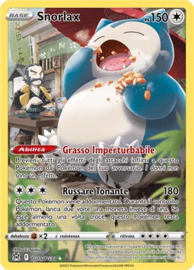 Snorlax Origine Perduta carta Pokémon italiana TG