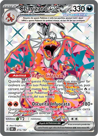 Charizard ex Ossidiana Infuocata carta Pokémon italiana UR