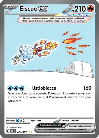 Eiscue ex Ossidiana Infuocata carta Pokémon italiana SIR