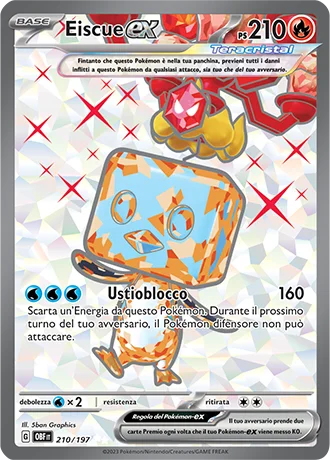 Eiscue ex Ossidiana Infuocata carta Pokémon italiana UR